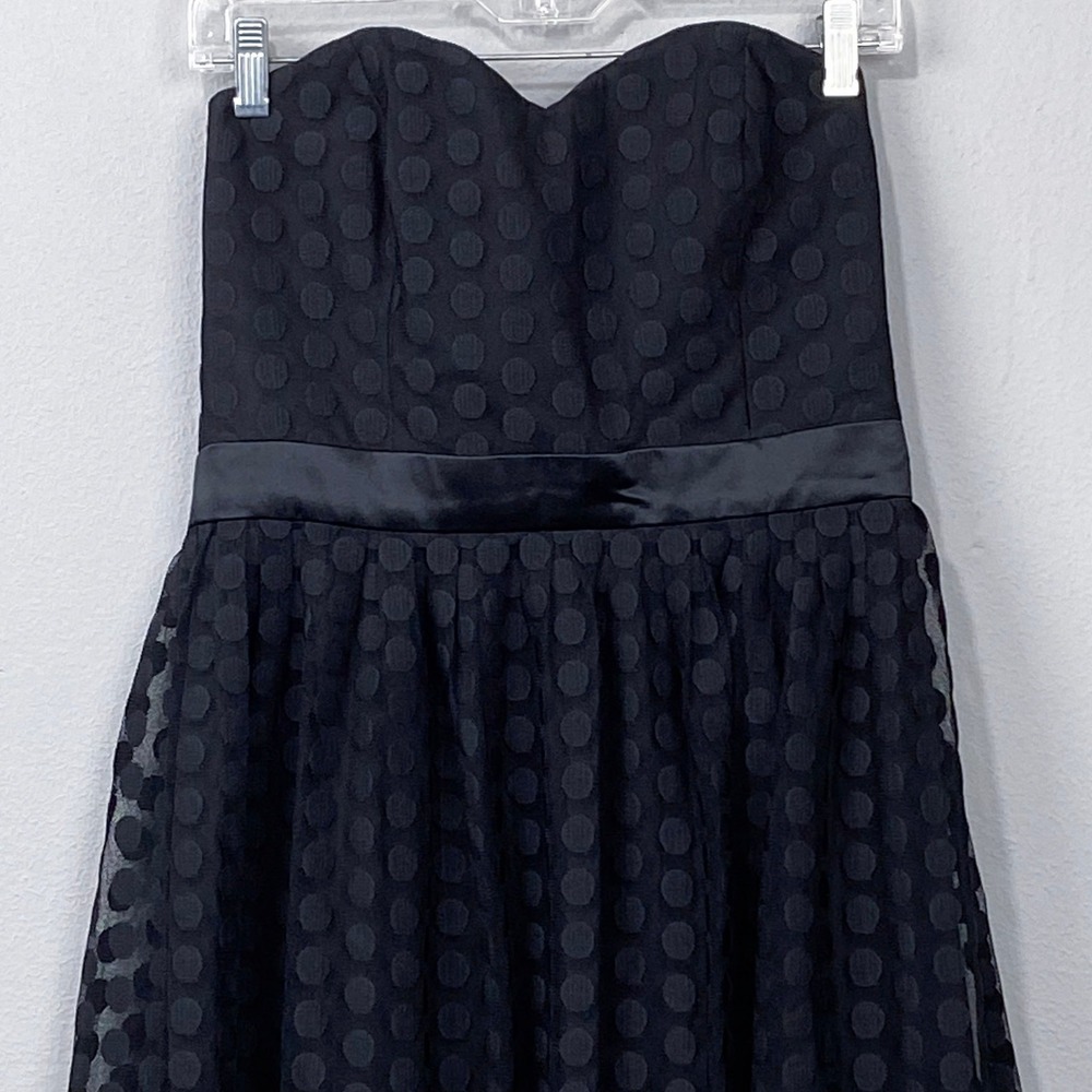 White House Black Market Dress Sz 6 Strapless‎ Dot Tulle Boned Bodice Party Chic